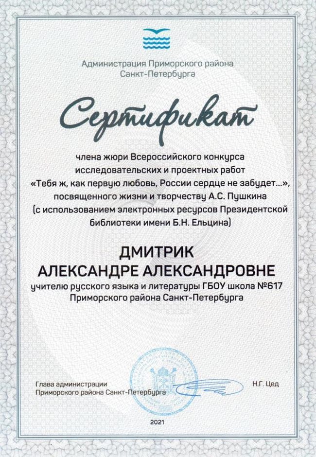 2020-2021 Дмитрик А.А. (Сертификат члену жюри)